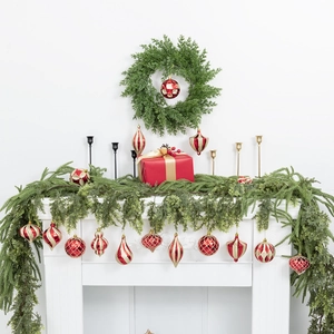 Lot de 16 boules de Noël peintes en rouge et or pour décoration de sapin festive
