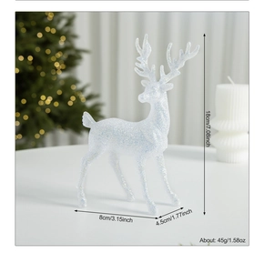 White glitter reindeer figurine dimensions 18cm height for Christmas tree decoration