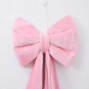 Pink velvet decorative bow for Valentine's Day and wedding party wall hanging decor