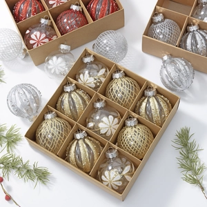 Transparent Plastic Christmas Decoration Balls DIY Glitter Painted Hanging Ornaments For Christmas Tree Festival Party Decor