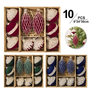 Boules de Noël de Luxe Floquées en Velours Plastique Paillettes Décoration d'Arbre de Noël Maison Fête Vacances