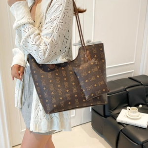 Ensemble sac cabas marron avec motif d'ours pour femmes, sac à bandoulière élégant