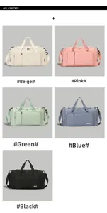 Five colors of large capacity travel bags featuring wet dry separation for sports and gym
