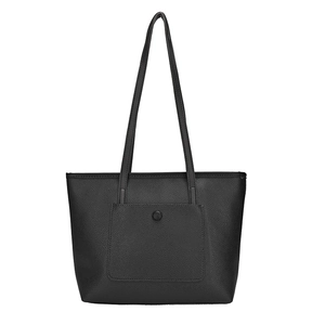 Grand sac cabas noir en cuir à motif litchi avec poche externe pour le bureau