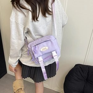 Cute lavender Japanese style messenger bag with transparent window and adjustable strap