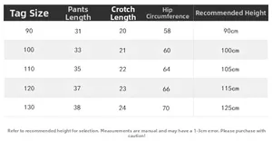 Detailed size chart for boys summer shorts including length, waist, and height guide