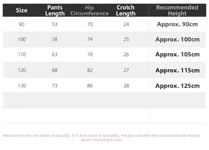 Size chart for boys vintage washed denim jeans with measurements in centimeters