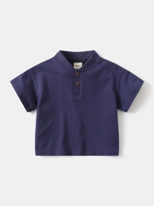 Polo classique bleu foncé pour garçons avec col officier élégant pour l'été