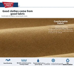 Macro detail of breathable khaki twill fabric with anti-wrinkle and elastic properties