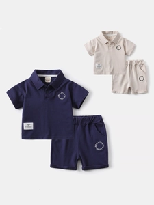 Boys Casual Cotton Polo Shirt And Shorts Top And Pants Set Pique Fabric Letter Print Summer Outfits For Toddler Kids Trendy