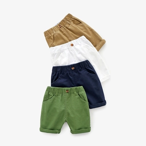 Kids cotton twill shorts in khaki, white, blue and green with elastic waist