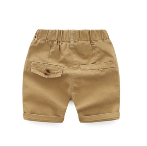 Classic khaki cotton twill five-point shorts for boys with elastic waistband