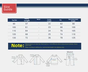 Detailed size chart with measurements for boys' fleece-lined thickened sports pants