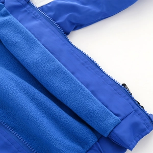 Veste à capuche bleue pour garçon avec doublure polaire chaude et détails de fermeture