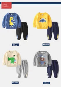 Détails des ensembles sweat-shirt pour enfants en bleu, jaune, beige et gris coton