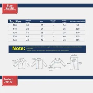 Detailed size chart for children cardigan sweaters featuring height and chest measurements