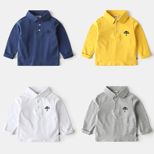 Kinder Langarm Polo Shirt Baumwollmischung Bestickt Regenschirm Top Kleinkinder Jungen Mädchen Casual Frühling Herbst Kleidung
