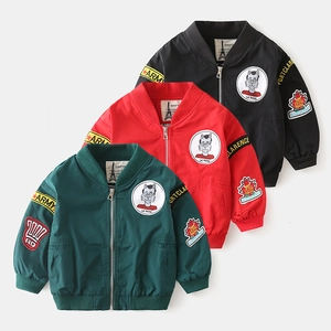 Boys Casual Pilot Bomber Jacket With Embroidery Patches Windproof Zipper Outerwear Coat For Autumn Kids Clothing