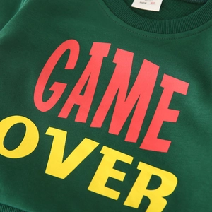 Ensemble de jogging vert pour enfant avec imprimé GAME OVER en coton confortable