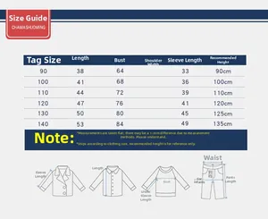 Size chart for boys hooded sweatshirt with dimensions for sizes 90-140cm for a perfect fit