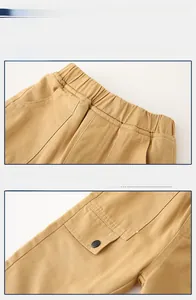 Détail du pantalon d'hiver kaki pour enfants avec taille élastique et coutures de poche