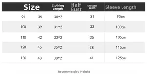 Size chart detail for children striped sweatshirt featuring height and length guides