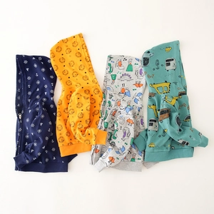 Kids zip-up hoodies with cartoon prints in blue, yellow, grey and green colors