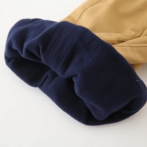 Pantalon d'hiver kaki pour garçons avec doublure polaire épaisse et coton sergé chaud