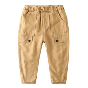 Pantalon cargo enfant kaki doublé polaire pour l'hiver avec taille élastique