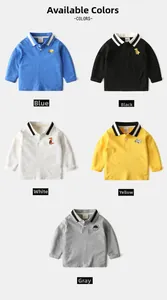 Collage de polos enfants à manches longues en cinq couleurs avec broderie cartoon