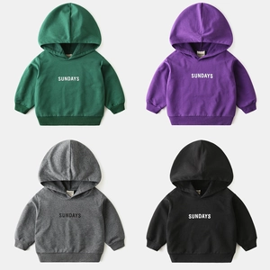 Kids cotton hoodies in four colors with SUNDAYS print and casual hooded design