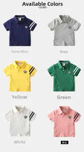 Detailansicht der Kinder-Kurzarm-Poloshirts in sechs verschiedenen leuchtenden Farben