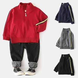 Kids casual tracksuit with zip-up jacket and matching joggers for boys in multiple colors