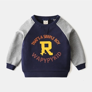 Kids navy and grey raglan sleeve sweatshirt with 'Simple Boy' graphic print