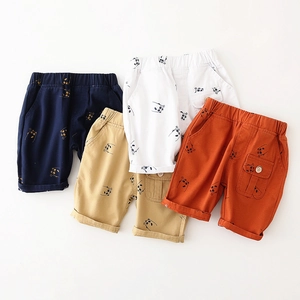 Kinder Shorts aus Baumwolle mit Pandadruck in Marineblau, Khaki, Weiß und Orange