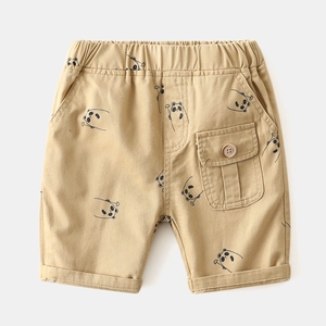 Kinder Cargo-Shorts in Khaki mit Panda-Print und elastischem Bund für den Sommer