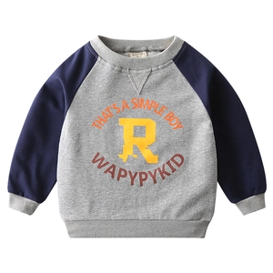 Kids color-block raglan sweatshirt with varsity letter print and ribbed cuffs