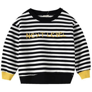 Boys striped sweatshirt with yellow Next Level embroidery and contrast cuffs