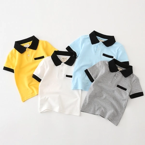 Classic cotton polo shirts for boys featuring contrast collars and small chest pockets