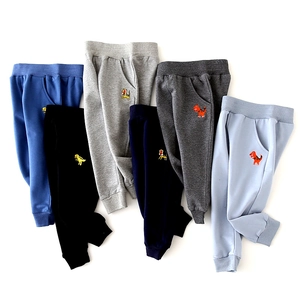 Boys Cotton Blend Embroidered Dinosaur Tiger Sweatpants Casual Jogger Trousers Kids Spring Autumn Sport Trousers