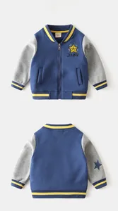 Vue avant et arrière du blouson baseball marine pour garçon avec broderie d'étoile