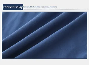 Gros plan sur la texture du coton bleu foncé du t-shirt à manches longues enfant
