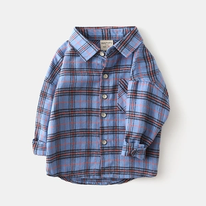 Boys Plaid Shirt Cotton Long Sleeve Casual Checked Shirt Korean Style Loose Top For Toddler Baby Boys Autumn Outfits