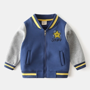 Veste de Baseball pour Garçons Couleur Contrastée Sweat-Shirt Épais Doublé Polaire Avec Broderie Pour Enfants Vêtement Chaud
