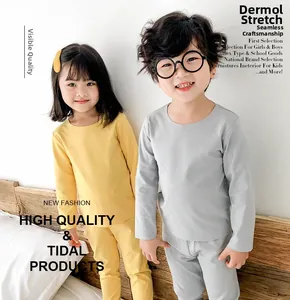 Détail de l'ensemble sous-vêtements thermiques sans couture pour enfants en tissu dralon