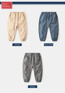 Détails du pantalon jogging en coton pour garçon avec taille élastique et broderie