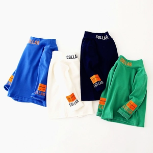 Boys high-neck long-sleeve T-shirts in colorful cotton with trendy patch embroidery