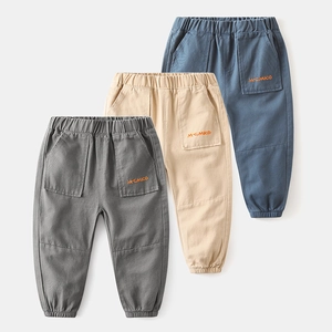 Pantalon de Jogging Décontracté pour Garçons Mélange de Coton Broderie de Lettres Taille Élastique Poches Cargo Enfants