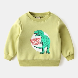 Sweat à capuche enfant vert avec motif dinosaure et doublure polaire chaude pour l'hiver