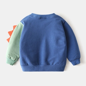 Kinder-Sweatshirt mit niedlichem Dinosaurier-Rückenflossen-Detail in Blau und Grün